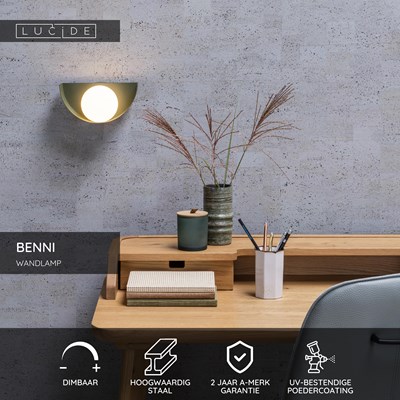 Lucide BENNI - Wandlamp - 1xG9 - Groen